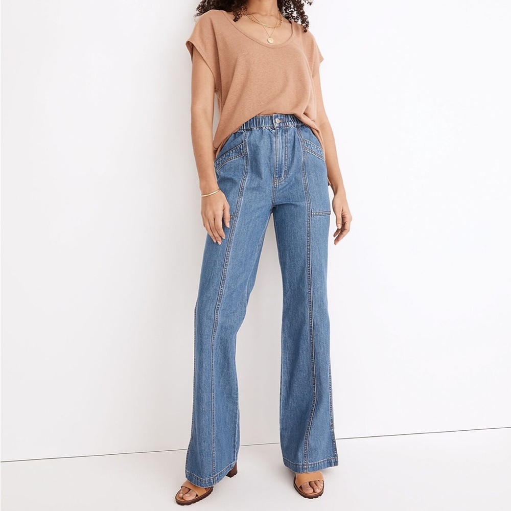 Madewell Denim Pull-On Loose Flare Pants jeans size XL Reeves Wash 14-16